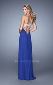 Picture of: Strapless Prom Dress with Embroidery and Center Slit in Blue, Style: 21199, Back Picture