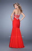 Picture of: Rhinestone Long Prom Gown with Gathering in Red, Style: 21203, Detail Picture 4