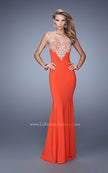 Picture of: Long Jersey Prom Dress with Flared Skirt and Stones in Red, Style: 21204, Main Picture