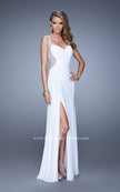 Picture of: Embellished Jersey Dress with Gathered Bodice in White, Style: 21231, Detail Picture 3