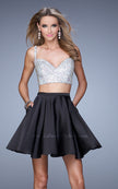Picture of: Flirty Two Piece Gown with Satin Skirt and Rhinestones in Black, Style: 21244, Detail Picture 2