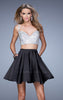 Picture of: Flirty Two Piece Gown with Satin Skirt and Rhinestones in Black, Style: 21244, Detail Picture 2