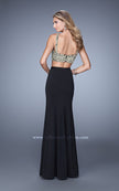 Picture of: Embroidered Two Piece Satin Gown with Flared Skirt in Black, Style: 21250, Back Picture