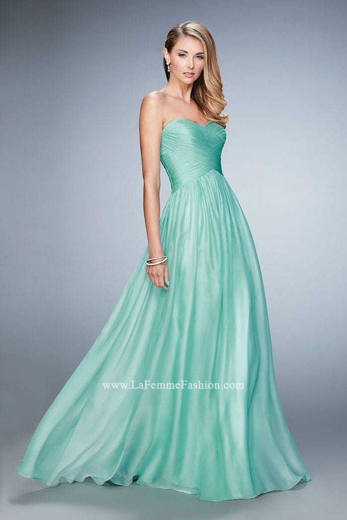 Picture of: High Waist Strapless Prom Dress with Basket Weave Design in Green, Style: 21257, Detail Picture 1