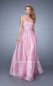 Picture of: High Waist Strapless Prom Dress with Basket Weave Design in Pink, Style: 21257, Detail Picture 3