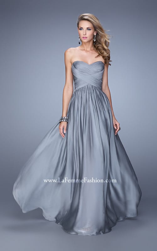 Picture of: High Waist Strapless Prom Dress with Basket Weave Design in Gray, Style: 21257, Detail Picture 4