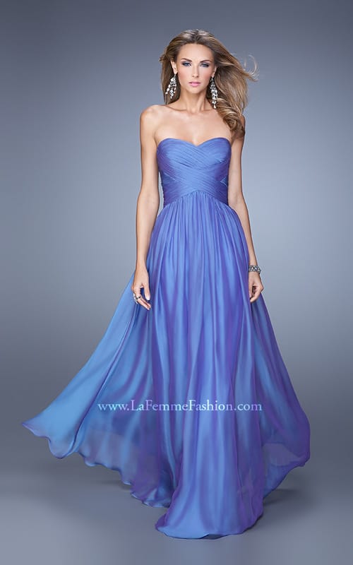 Picture of: High Waist Strapless Prom Dress with Basket Weave Design in Purple, Style: 21257, Detail Picture 5