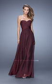 Picture of: High Waist Strapless Prom Dress with Basket Weave Design in Burgundy, Style: 21257, Detail Picture 7