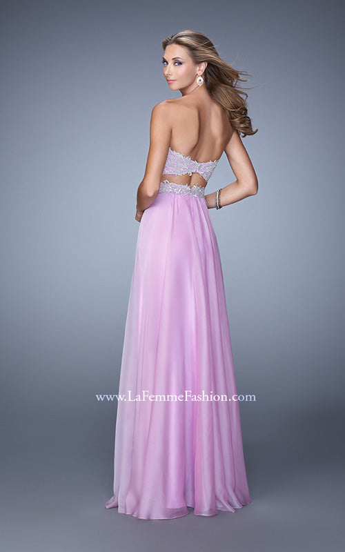 Picture of: Long Two Piece Dress with Trim Beaded Embroidery in Purple, Style: 21269, Back Picture