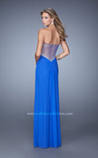 Picture of: Gathered Bodice Prom Gown with Sheer Net Embellishment in Blue, Style: 21270, Main Picture