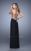 Picture of: Gathered Bodice Prom Gown with Sheer Net Embellishment in Black, Style: 21270, Detail Picture 4