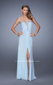 Picture of: Graceful Prom Dress with Ruching and Beaded Embroidery in Blue, Style: 21275, Detail Picture 1