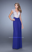 Picture of: Net Jersey Prom Dress with Plunging V Neckline in Blue, Style: 21294, Detail Picture 4
