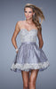 Picture of: Short Organza Cocktail Dress with Embroidery and Pockets in Gray, Style: 21306, Main Picture
