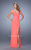 Picture of: Sweetheart Neck Prom Gown with Beaded Lace Detail in Coral, Style: 21310, Detail Picture 2