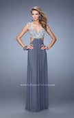 Picture of: Full Length Net Jersey Dress with Beaded Embroidery in Gray, Style: 21329, Detail Picture 3