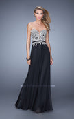 Picture of: Long Chiffon Embroidered Prom Dress with Belt in Black, Style: 21334, Main Picture