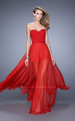 Picture of: Elegant Chiffon Dress with Shorts and Attached Belt in Red, Style: 21339, Detail Picture 1
