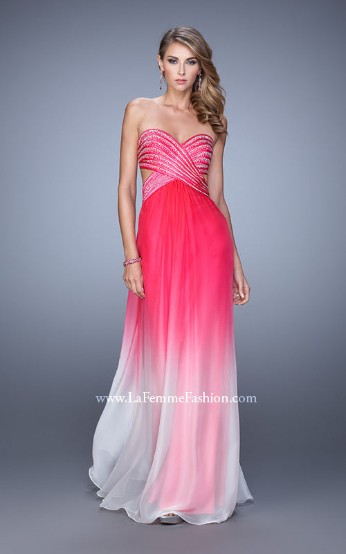 Picture of: Ombre Chiffon Prom Dress with Rhinestone Bodice in Pink, Style: 21351, Detail Picture 2