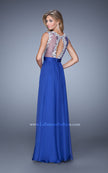 Picture of: Embroidered Bodice Prom Dress with Keyhole Back in Blue, Style: 21354, Back Picture