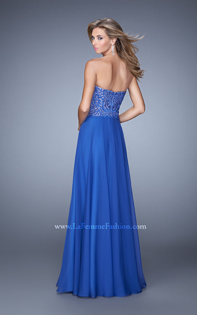 Picture of: Embroidered Chiffon Prom Dress with Pockets in Blue, Style: 21360, Back Picture