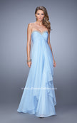 Picture of: Chiffon Prom Dress with Tiered Skirt and Embroidery in Blue, Style: 21374, Detail Picture 4