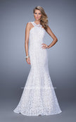 Picture of: Lace Mermaid Prom Dress with Sheer Halter Neckline in White, Style: 21389, Detail Picture 2