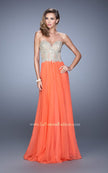 Picture of: Strapless Chiffon Gown with Corset Bodice and Stones in Orange, Style: 21390, Detail Picture 3