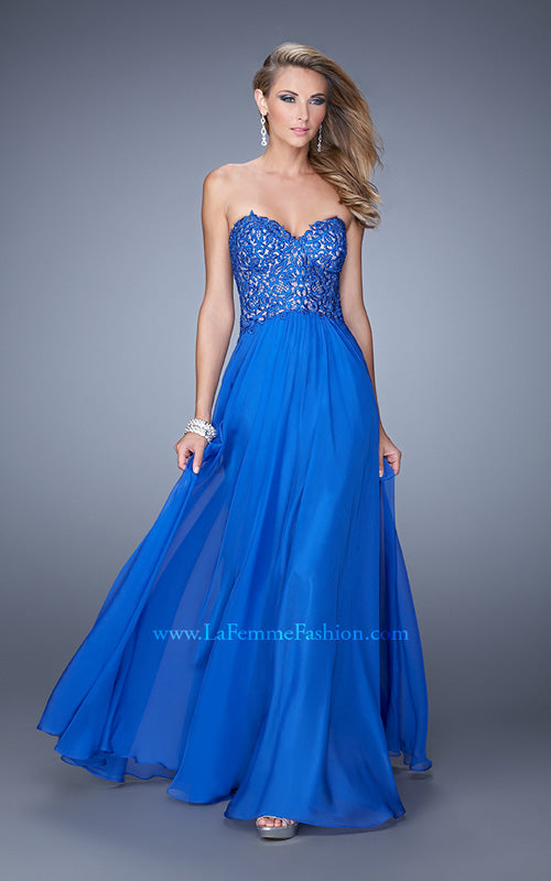 Picture of: Embellished Prom Dress with Gathered Chiffon Skirt in Blue, Style: 21394, Main Picture