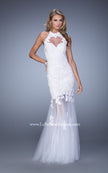 Picture of: Sheer Halter Mermaid Prom Dress with Lace Appliques in White, Style: 21400, Detail Picture 1