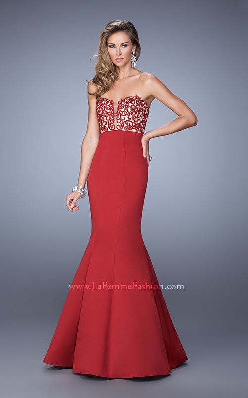 Picture of: Long Mermaid Prom Dress with Beaded Embroidery in Red, Style: 21443, Detail Picture 1