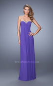 Picture of: Long Satin Prom Dress with Sparkling Trim and Stones in Purple, Style: 21461, Detail Picture 1