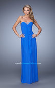 Picture of: Long Satin Prom Dress with Sparkling Trim and Stones in Blue, Style: 21461, Detail Picture 4