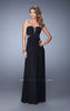 Picture of: Net Jersey Dress with Gathered Bodice and V Neckline in Black, Style: 21483, Detail Picture 3