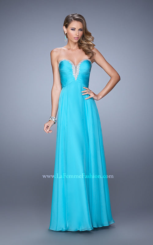 Picture of: Modern Strapless Gown with Stones and Embellishments in Teal, Style: 21499, Detail Picture 2