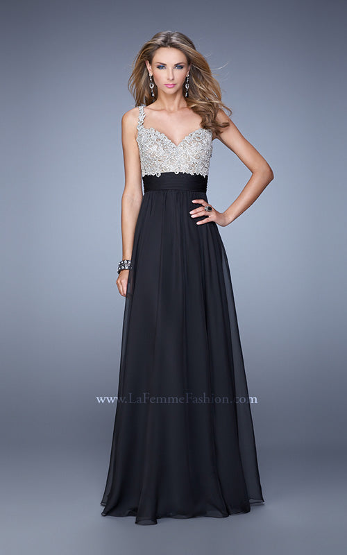 Picture of: Jeweled Encrusted Embroidered Long Chiffon Prom Dress in Black, Style: 21505, Detail Picture 8