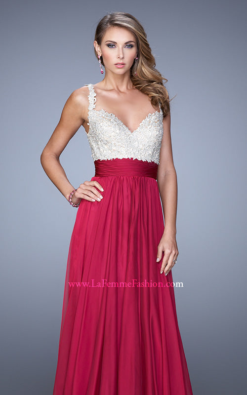 Picture of: Jeweled Encrusted Embroidered Long Chiffon Prom Dress in Pink, Style: 21505, Detail Picture 9