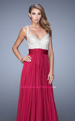 Picture of: Jeweled Encrusted Embroidered Long Chiffon Prom Dress in Pink, Style: 21505, Detail Picture 9