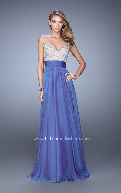 Picture of: Jeweled Encrusted Embroidered Long Chiffon Prom Dress in Purple, Style: 21505, Detail Picture 10