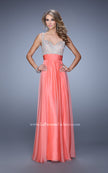 Picture of: Jeweled Encrusted Embroidered Long Chiffon Prom Dress in Coral, Style: 21505, Detail Picture 3
