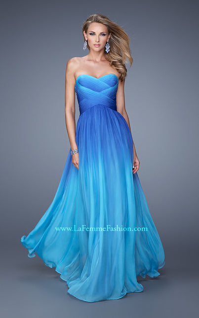 Picture of: Sexy Ombre Print Chiffon Prom Gown with High Waist in Blue, Style: 21515, Main Picture