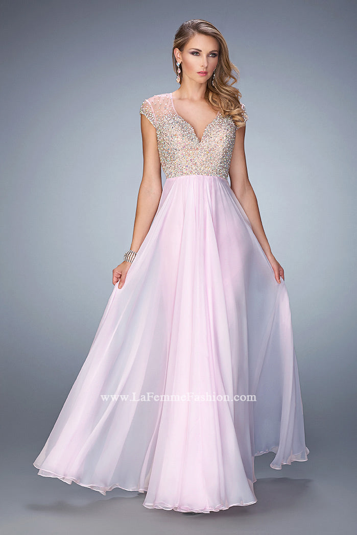 Picture of: Elegant Dress with Beads, Pearls, and Rhinestones in Pink, Style: 21516, Main Picture