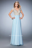 Picture of: Elegant Dress with Beads, Pearls, and Rhinestones in Blue, Style: 21516, Detail Picture 1