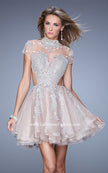 Picture of: Flirty Cocktail Dress with Layered Skirt and Embroidery in Pink, Style: 21530, Main Picture