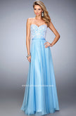 Picture of: Chiffon Prom Dress with Double Strap Back and Lace in Blue, Style: 21545, Main Picture