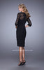 Picture of: Ruched Dress with High Neckline and Lace Sleeves in Black, Style: 21644, Back Picture