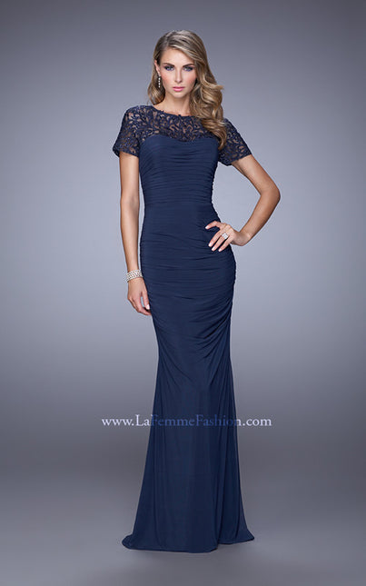 Picture of: Short Sleeve Embellished Dress with Rhinestones in Blue, Style: 21713, Main Picture