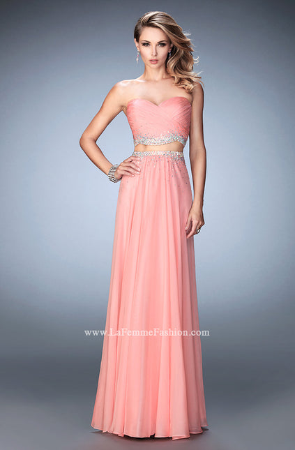 Picture of: Two Piece Chiffon Gown with Sweetheart Neck and Stones in Orange, Style: 22069, Main Picture