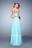 Picture of: Two Piece Chiffon Gown with Sweetheart Neck and Stones in Blue, Style: 22069, Back Picture