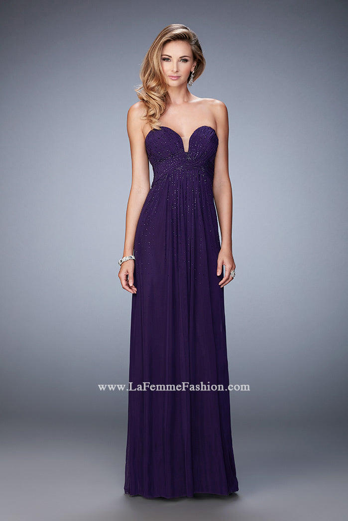 Picture of: Long Prom Dress with Rhinestones and Open Back in Purple, Style: 22070, Detail Picture 1